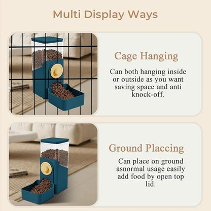 41 oz Hanging Gravity Auto-Refill Small Animal Feeder Dark Blue | Space-Saving, Large Capacity, Easy-Refill Bowl for Rabbits, Guinea Pigs, Ferrets, Chinchillas & Small Pets - color: Dark Blue