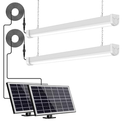 2-Pack 3FT Solar Shop Light with Motion Sensor, 18W Solar Powered Integrated LED IP65 Waterproof Outdoor Security Light for Garage, Barn, House - size: 2PK