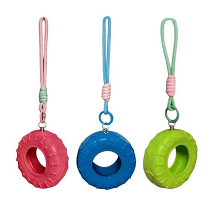 Silicones Tire Swing Toy with Adjustable Chain Fun Silicones Tire Hammock Toy for Small Pet Cage Entertainment - color: Pink