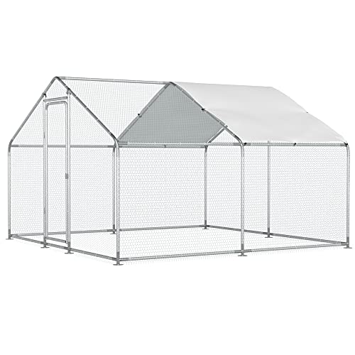 Morngardo Chicken Coop, 10×10 FT Large Metal Run for 20 Chickens, Walk in Yard Poultry Cage Hen House with Waterproof Cover (96.8 Square Feet) - size: 118.1"L x 118.1"W x 77.6"H