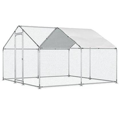 Morngardo Chicken Coop, 10×10 FT Large Metal Run for 20 Chickens, Walk in Yard Poultry Cage Hen House with Waterproof Cover (96.8 Square Feet) - size: 118.1"L x 118.1"W x 77.6"H