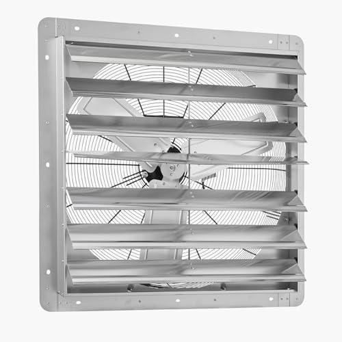 VEVOR 30'' Exhaust Fan, Wall Mounted Attic Fan with Variable Speed, 6900 CFM, Automatic Shutter, Ventilation and Cooling, Silver, Fan Only - size: 30 Inch