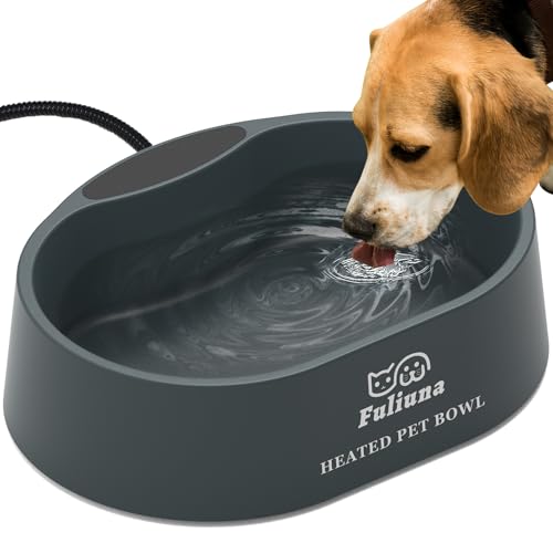 Heated Water Bowl for Dog & Cat, Outdoor Heated Pet Bowl with Anti Chew Cord, Large Heated Dog Bowl Provides Drinkable Water in Winter for Dogs Cats Chickens Birds,0.98 Gallon/125 OZ,35 Watts - color: Gray 125 OZ