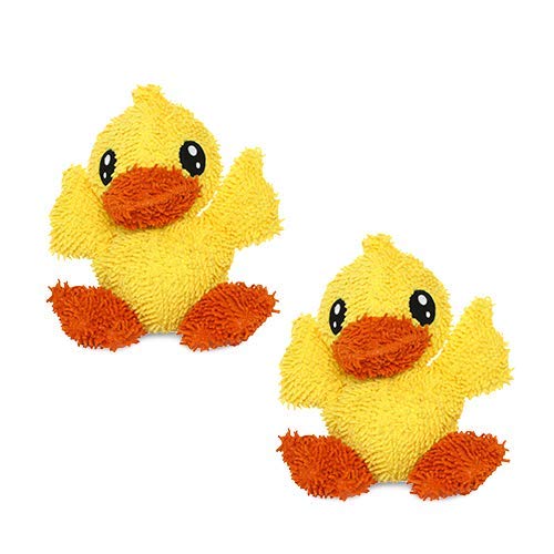 MIGHTY® 2 Pack Microfiber Large Duck Ultra Durable Plush Dog Toy | Multiple Layers & Reinforced Seams , Washable and Floats , Mighty® Construction - color: 2PK Yellow Duck