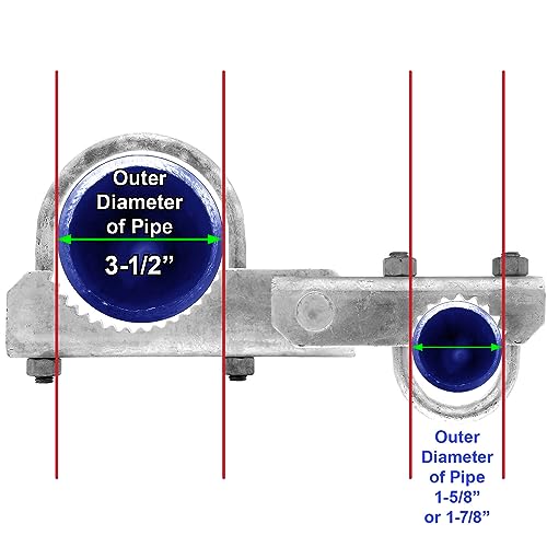 Chain Link Fence 180 Degree Commercial Duty Gate Hinge-for 3-1/2" Outside Diameter Gate Post/Pipe & 1-5/8 Thru 1-7/8" Gate Frame. Chain Link Post Gate Hinge - Hinge U Bolts Included - 1 Hinge Assy. - size: 3-1/2" Post- Each