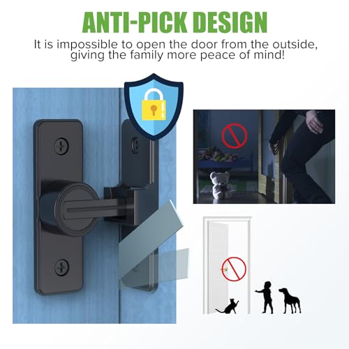Barn Door Lock Hardware, Heavy Duty 90 Degree Flip Latch Privacy Lock, Zinc Alloy Sliding Barn Door Latch for Bathroom, Bedroom, Closet, Garage, Shed and Gate (Matte Black-2PCS) - color: Matte Black-2PCS