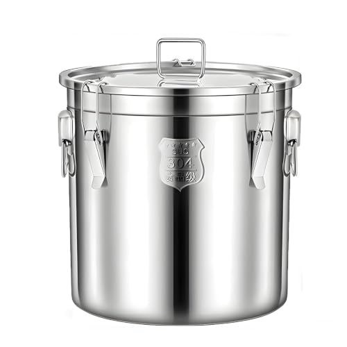 304 Stainless Steel Flour Canister, 6L / 1.5 Gal Dog Food Storage Container, Airtight Metal Canisters with Lids for Liquid, Rice, Oil, Soup, Milk Storager Bucket - size: Standard 6L/1.6gal