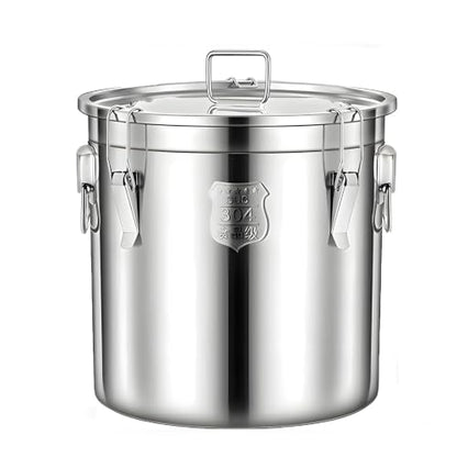 304 Stainless Steel Flour Canister, 6L / 1.5 Gal Dog Food Storage Container, Airtight Metal Canisters with Lids for Liquid, Rice, Oil, Soup, Milk Storager Bucket - size: Standard 6L/1.6gal