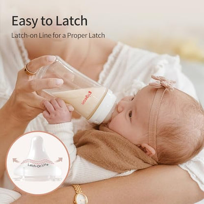 Pigeon Silicone Nipple (M) with Latch-On Line, Natural Feel, 3+ Months, 4 Counts - color: 3m+, M, 4 counts