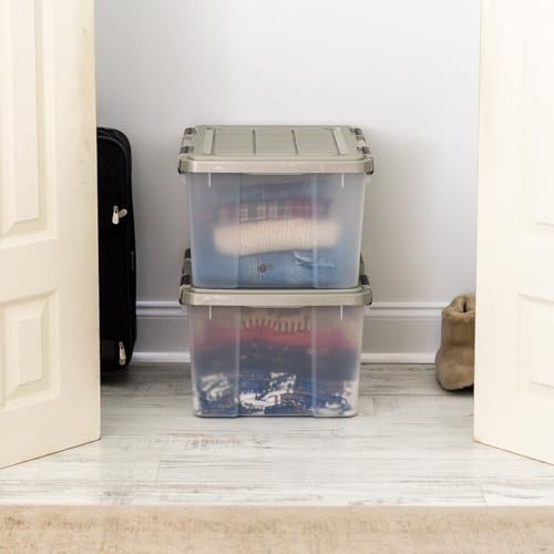 IRIS USA 44 Qt Storage Bins with Gasket Seal Lid, 2 Pack - BPA-Free, Heavy Duty Moving Containers Tight Latch, Weather Proof Tote, WEATHERPRO - Clear/Chrome - size: 44 Qt. - 2 Pack