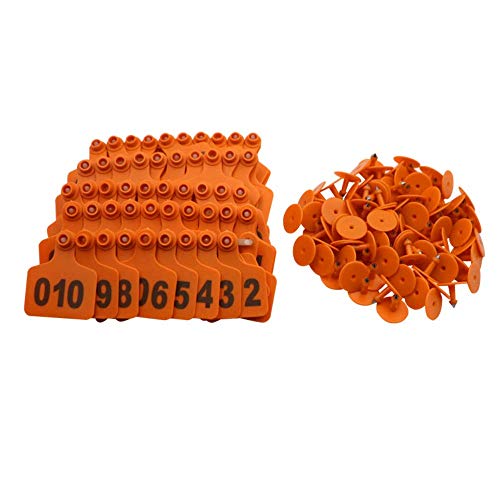 Cattle Ear Tags, Large Plastic Livestock Ear Tags for Sheep Cattle Calf Hog with Number 001-100/101-200/201-300, Animal Identification Ear Tag(Orange, 101-200)… - color: Orange, size: 101-200