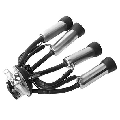 Milking Cluster, 240CC Stainless Steel Rubber Thick Cow Milking Cluster with A Hook, Tough Strong Structure Cow Milk Collector, Smooth Milk Cup Set for Vacuum Pump Milking Machine