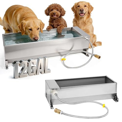 Automatic Livestock Water Trough, Animal Drinking Water Bowl Dispenser with Float Valve Kit,Self Filling Livestock Waterer Outdoor Extra Large Bowl for Dog Horse Goat Cow,Bundle