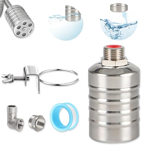 Float Valve，1/2 to 3/4'' 304 Stainless Steel Fully Automatic water shut off valve，Auto Water Level Control for Water Tanks, Fish Ponds, Livestock Troughs, Hydroponics, Pool - size: 1 Pack