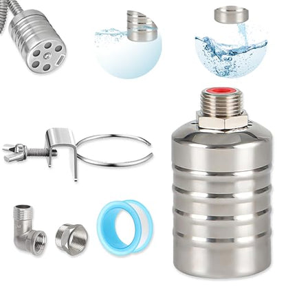 Float Valve，1/2 to 3/4'' 304 Stainless Steel Fully Automatic water shut off valve，Auto Water Level Control for Water Tanks, Fish Ponds, Livestock Troughs, Hydroponics, Pool - size: 1 Pack