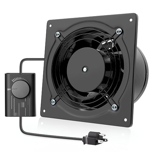 HG Power 6 Inch Exhaust Fan with Speed Controller, 308CFM Wall Exhaust Fanfor Kitchen, Bathroom, Metal Extractor Fan for Pet Room, Smoking Room, Attic, Garage, Window Ventilation - color: Black, size: 6 Inch