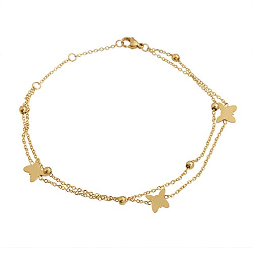 Charms Anklet Foot Bracelet for Women - color: Gold Butterfly with Chain