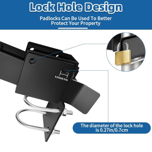 Chain Link Double Gate Latch for 1-3/8 Inch Gate Frames - Strong Arm Design with Padlock Holes,Chain Link Fence Gate Latch for Ranch Fences & Yard Gates