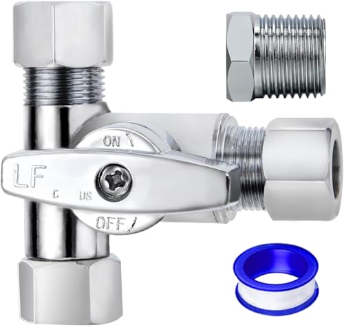 1pc Metal Brass Tube Fitting,Add-A-Tee 3-Way Compression Fitting 3/8-3/8-3/8 Tee Stop Valve 1Pack - size: 1 Pack 3/8" x 3/8" x 3/8" Tee Stop Valve