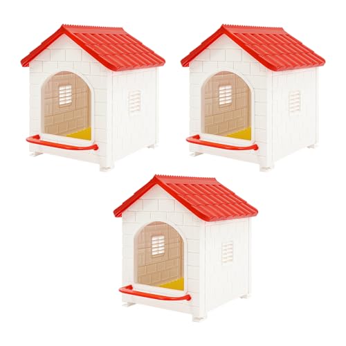3 Pieces Chicken Nesting Boxes, Wall Mounted/Freestanding Laying Boxes for Hens Plastic Nesting Box for Chicken Coop, Small Farm, 15.1" L x 12" W x 17.3" H, Red