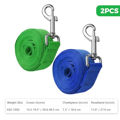 2 PCS Cow Halter Adjustable Calf Halter with Leading Rope, Heavy Duty Nylon Cattle Halters for Horse/Donkey/Goat/Cattle, Foal