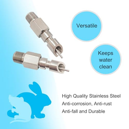 Threaded Stainless Steel Rabbit Water Nipples Automatic Rodent Watering System Kit Animal Breeding Supplies (6PCS)
