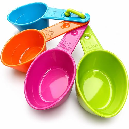 Rypet Dog Food Scoop Set of 4 - Plastic Measuring Cups for Dog, Cat and Bird Food (Random Color) - color: Set of 4