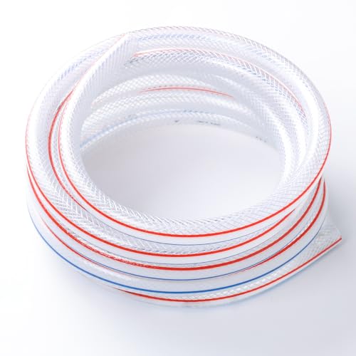Eoiips 3/4" ID PVC Braided Clear Flexible Vinyl Tubing, 3/4" ID x 1" OD Heavy Duty Reinforced Vinyl Hose Tube for Water, Oil & Liquid Transfer, 5FT - size: 3/4" ID, style: 5FT