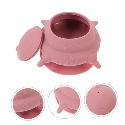 POPETPOP Cute Dog Bowls Puppy Milk Feeder Silicone Sturdy Raised Base for Easy Feeding Suction Cup Bottom Pet Supplies