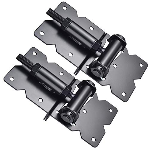 Self Closing Gate Hardware Hinges Heavy Duty for Wooden/Vinyl/PVC Fences,90 Degree Adjustable, with Installation Screws and Swing Adjuster Tool,2 Pack/Set,Black - color: Black