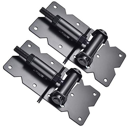 Self Closing Gate Hardware Hinges Heavy Duty for Wooden/Vinyl/PVC Fences,90 Degree Adjustable, with Installation Screws and Swing Adjuster Tool,2 Pack/Set,Black - color: Black