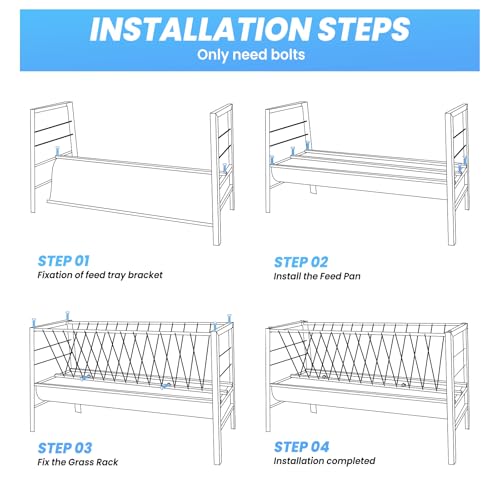 Heavy Duty Goat Feeder 90 Gallon, Galvanized Steel 2-in-1 Livestock Hay Rack & Trough, Freestanding Feed Station for Sheep, Horse, Barn, Minimizes Waste
