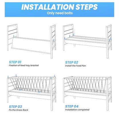 Heavy Duty Goat Feeder 90 Gallon, Galvanized Steel 2-in-1 Livestock Hay Rack & Trough, Freestanding Feed Station for Sheep, Horse, Barn, Minimizes Waste