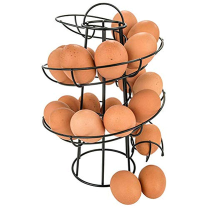 Steel Egg Skelter Dispenser Rack,Spiral Egg Holder, Save space, Egg Display Holder, Wire Chicken Egg Storage Organizer,Egg Basket for Countertop Kitchen (Black) - color: Black
