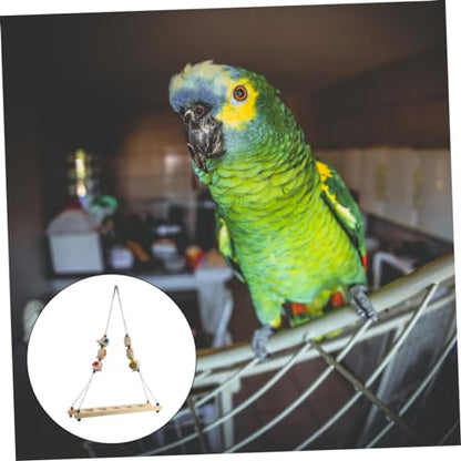 ORFOFE Natural Wood Chicken Ladder Swing Bird Toy for Chickens Parrot Swing Biting Toy Bird Perch Toy