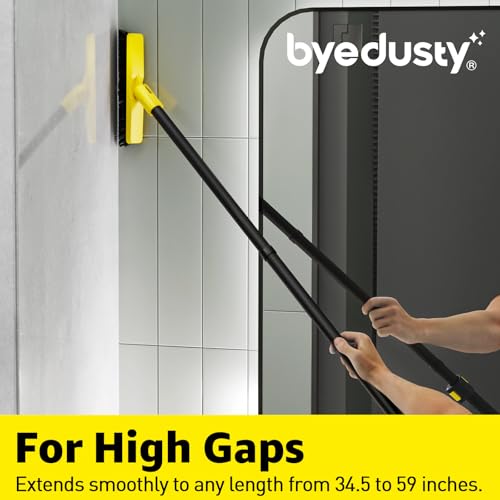 Grout Brush with Long Adjustable Handle - Telescopic, Rotation Tile Grout Cleaning Tool, V-Shape Shower Scrubber Cleaner Stiff Bristle for Cleaning Bathrooms Tile Floors, Baseboards and Corners - 59in