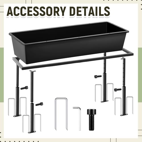 Geelin 2 Pack 38.6 Long Livestock Feeding Trough, 11 Gal Water & 66 Lbs Feed Capacity Livestock Water Trough with Adjustable Stand, Large Capacity Farm Animal Feeder for Horses, Goats, Sheep, Cattle