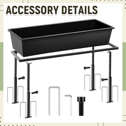 Geelin 2 Pack 38.6 Long Livestock Feeding Trough, 11 Gal Water & 66 Lbs Feed Capacity Livestock Water Trough with Adjustable Stand, Large Capacity Farm Animal Feeder for Horses, Goats, Sheep, Cattle