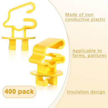 Geiserailie 150 Pcs T Post Insulators Shorter Wire Standard Snug Fitting T Post Clips Holding Insulators for Agricultural and Ranchers, Yellow