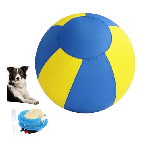 18" Giant Herding Ball Dogs, Inflatable Durable Tear-Resistant Calming Big Jumbo Ball for Dogs Horses Sheeps Pet Play & Exercis, Entertainment, Fun, Training Outdoor (Yellow) - color: Yellow