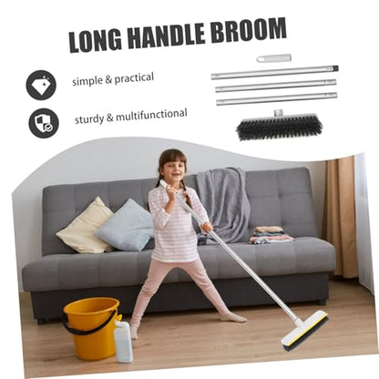 KICHOUSE Long Handle Stiff Scrubbing Brush Heavy Duty Broom for Indoor Cleaning for Bathroom Kitchen and Outdoor Use Hard Bristles for Stubborn Stains and Versatile Cleaning Tasks