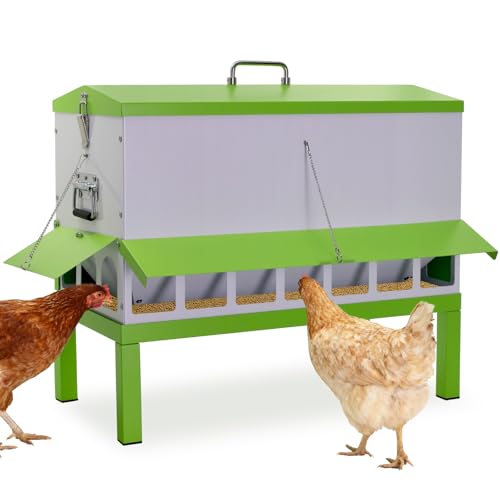 Automatic Chicken Feeder Large Capacity No-Waste Waterproof Poultry Feeder | Stainless steel metal feeder port Hens flocks ducks Roosters backyard Coop Outdoor conical Lid rodent rain proof hanging