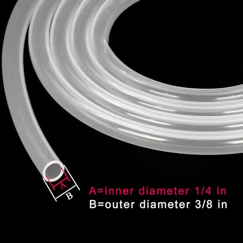 Silicone Tubing 1/4"ID - 16ft Food Grade Hose Pure Silicon Tube | 1/4" ID x 3/8" OD Flexible High /Low Temp Silicone Tubing for Home Brewing Wine Making Food Safe (16.4ft Length) - size: 1/4” ID x 3/8" OD, style: 16 ft