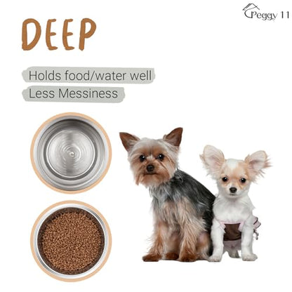PEGGY11 Deep Stainless Steel Anti-Slip Dog Bowls - 2-Pack, 2 Cups - size: 2 Cups