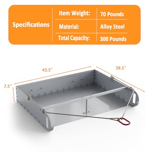 Pasture Manure Scoop, Tow Behind Manure Scoop for Horses Paddocks, Picks Up for Small Manure from Horse, Instead of a Manure Fork ATV Rake, Silver