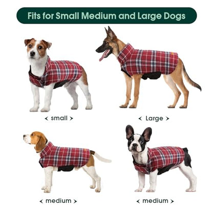 Kuoser Warm Dog Coat, Waterproof Dog Coats for X-Small Dogs, Adjustable Durable Doggie Winter Jacket Reversible Cozy Puppy Cold Weather Apparel from Small to Large Breed, Red XS - color: Red, size: X-Small (Pack of 1)