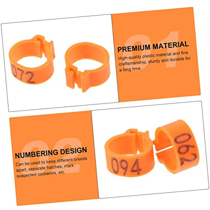 UPKOCH 100pcs Pigeon Foot Rings Numbered Leg Bands for Bird Identification Durable Clip Rings for Pigeons Parakeets and Poultry Easy to Use Bright - color: Orange