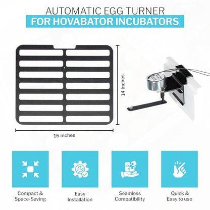 IncuTurn™ Automatic Egg Turner for HovaBator Incubators – Universal Egg Turner Tray for Chicken, Quail & Goose Eggs – Holds 42 Chicken 70 Quail 28 Goose Eggs (Turner Only)