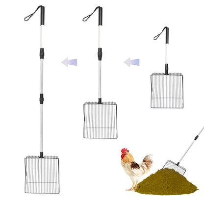 LUSTERING Chicken Poop Scooper, Chicken Coop Accessories, Detachable Chicken Poop Cleaning Tools,Chicken Accessories Poop Shovel for Chicken Coop Cleaning Supplies,(23 to 43.3inches) (Stainless Steel) - color: Stainless Steel