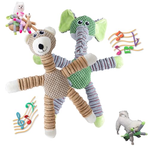 2026 Upgraded Dog Toys for Aggressive Chewers,Dog Toys for Large Dogs, Puppy Toys Indestructible for Large Medium Small Dogs (7.9 * 14.9in) (Bear*1 & Elephant*1) - color: Bear*1 & Elephant*1